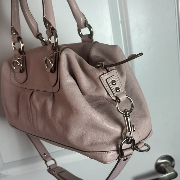 Coach Women’s Pale Pink Small Boston Handbag Leather - Picture 6 of 10